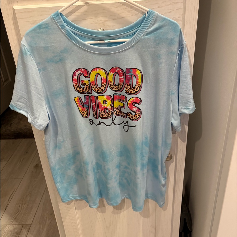 Blue Tie-Dye 'Good Vibes Only' T-Shirt